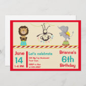 Circus Animals Birthday Kaart (Voorkant / Achterkant)