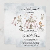 Circus Animals Mobile Baby shower Invitation Kaart (Voorkant / Achterkant)