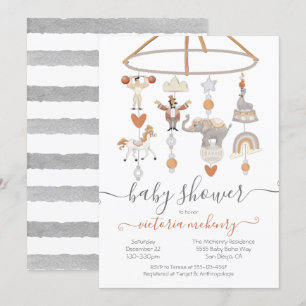 Circus Animals Mobile Baby shower Kaart