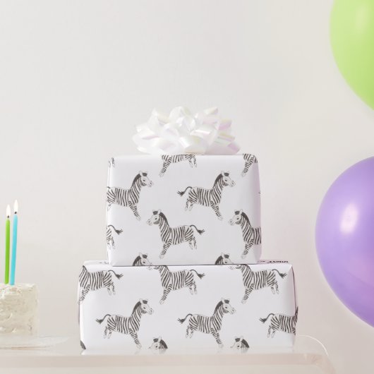 Circus Animals, zwart-wit Zebra, wit Cadeaupapier (Feestgeschenken)