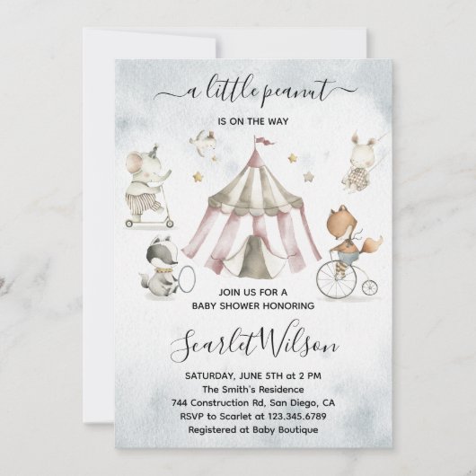 Circus Animaux Mobile Baby shower Invitation (Devant)
