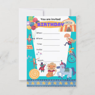 CIRCUS ANNIVERSAIRE GARY INVITATION