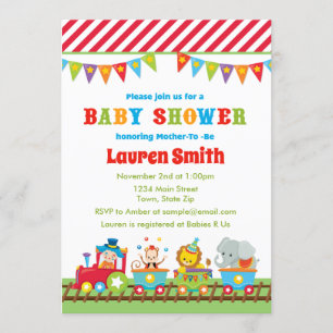 Circus Baby shower Uitnodiging Circus Train