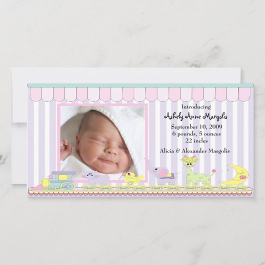 Circus Baby Train Faire-part de naissance PHOTO (Devant)