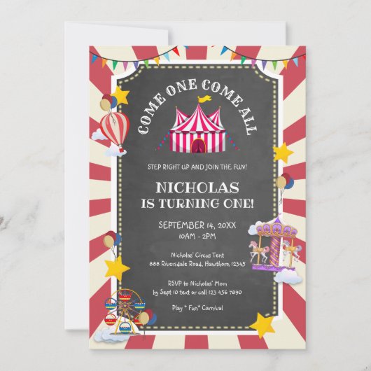 Circus-ballon komt de hele dag langs Kaart (Voorkant)