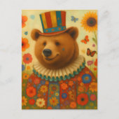 Circus Bear in Flowers Briefkaart (Voorkant)