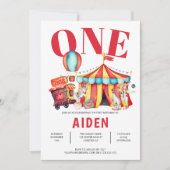 Circus Big Top 1st Birthday Kaart (Voorkant)