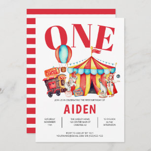 Circus Big Top 1st Birthday Kaart