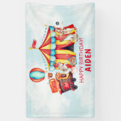 Circus Big Top Blauw 1e Verjaardag Spandoek (Verticaal)