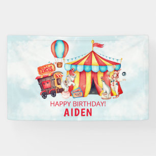 Circus Big Top Blue 1e verjaardag Spandoek