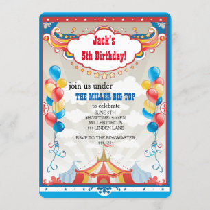 Circus Big Top Carnival Birthday Party Invitations Kaart
