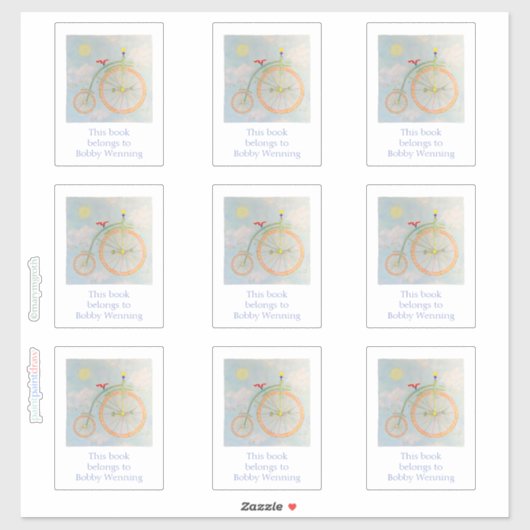 circus Bike Bookplaat Sticker (Vel)