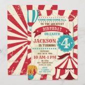 Circus Birthday Invitation Carnival Invite Kaart (Voorkant / Achterkant)