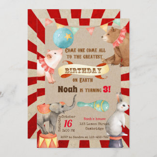 Circus Birthday Invitation, Circus Invitation Kaart