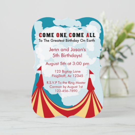 Circus Birthday Invitation Kaart (Staand voorkant)