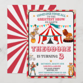 Circus Birthday Invitation - Vintage Big Top Party (Devant / Derrière)
