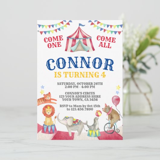 Circus Birthday Kaart (Staand voorkant)