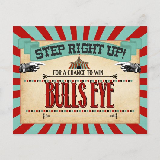 Circus Birthday Party Game Sign Bulls Eye (Voorkant)