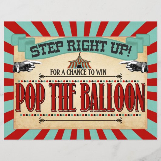 Circus Birthday Party Game Sign Pop de ballon (Voorkant)