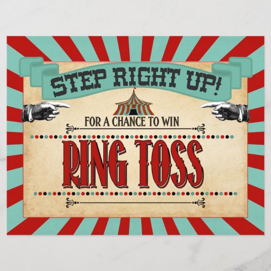 Circus Birthday Party Game Sign Ring Toss (Voorkant)