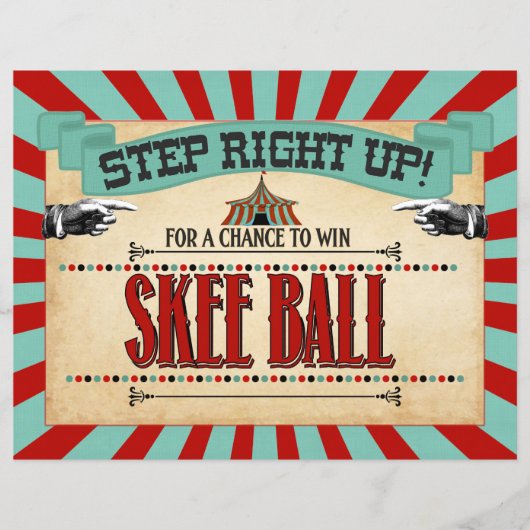Circus Birthday Party Game Sign Skee Ball (Voorkant)