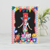Circus Birthday Party Invitation Kaart (Staand voorkant)