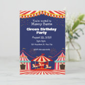 Circus Birthday Party Invitation Kaart (Staand voorkant)