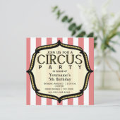 Circus Birthday Party Invitation Kaart (Staand voorkant)