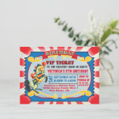 Circus Birthday Party VIP Ticket Kaart (Staand voorkant)