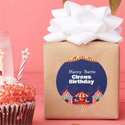 Circus Birthday Ronde Sticker (Feest)