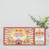  Circus Birthday Ticket Uitnodiging (Staand voorkant)