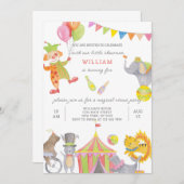 Circus Birthday Uitnodiging (Voorkant / Achterkant)