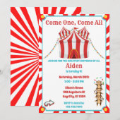 Circus Birthday uitnodiging voor jongens (Voorkant / Achterkant)