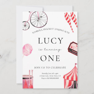 Circus Birthday uitnodiging voor meisje