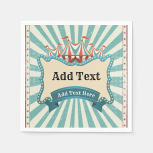 Circus Blauwgroen Red Tent Birthday Party Napki Servet