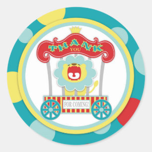 Circus brullende leeuw blauw ronde sticker