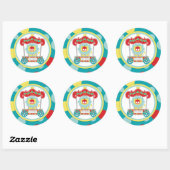 Circus brullende leeuw blauw ronde sticker (Vel)