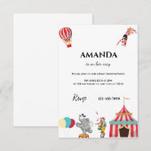 Circus carnaval baby douche uitnodigingen (Voorkant / Achterkant)