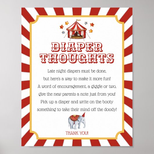 Circus carnaval baby shower luier gedachten teken poster (Voorkant)
