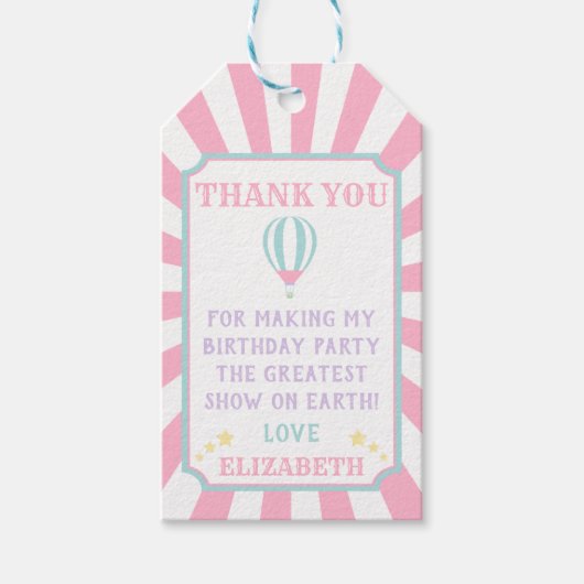 Circus carnaval ballon verjaardagsgunst cadeau Lab Cadeaulabel (Voorkant)