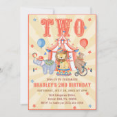 Circus Carnaval & Dieren 2e Verjaardag uitnodiging (Voorkant)