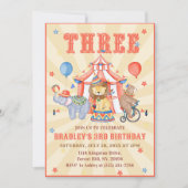 Circus Carnaval & Dieren 3e verjaardagsfeestje Kaart (Voorkant)