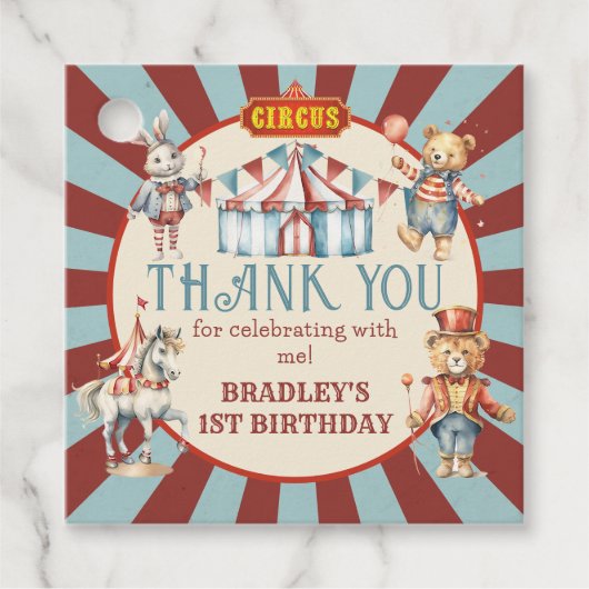 Circus Carnaval & Dieren Verjaardag Bedankt Bedankjes Labels (Voorkant)