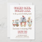 Circus Carnaval Festival Animal Train Kind Verjaar Kaart (Voorkant)