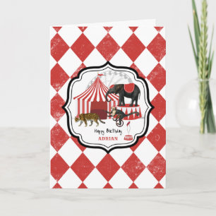 Circus carnaval festival thema grote top verjaarda kaart