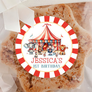 Circus Carnaval Show & Dieren Verjaardagsfeest Ronde Sticker