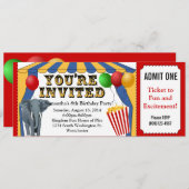 Circus Carnaval Ticket Aangepaste Uitnodigingen (Voorkant / Achterkant)