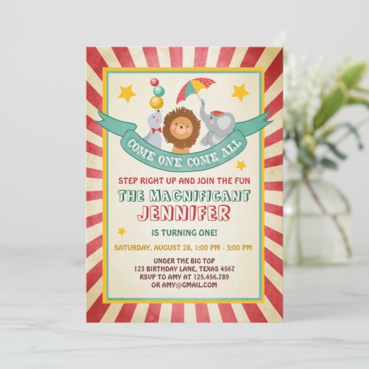  Circus carnaval uitnodiging (Staand voorkant)