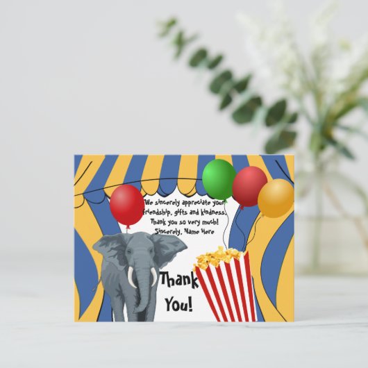 Circus Carnaval Verjaardag / Dank u Briefkaart (Staand voorkant)