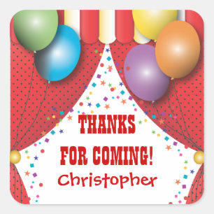 Circus Carnaval Verjaardag Dank u Sticker